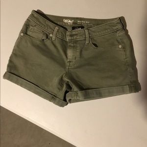 Green denim shorts
